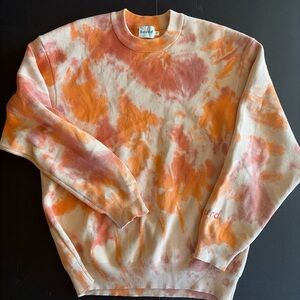 Oversized Crewneck Cotton Tie Dye Sweatshirt Bound XS Pullover Orange Cream